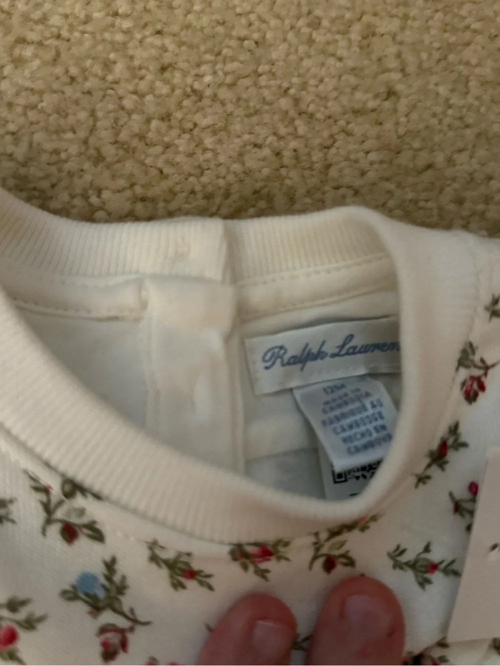 Ralph Lauren Cream Sweats Set with Pink Floral Print